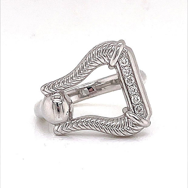 Sterling Silver Vienna Stirrup Diamond Ring
