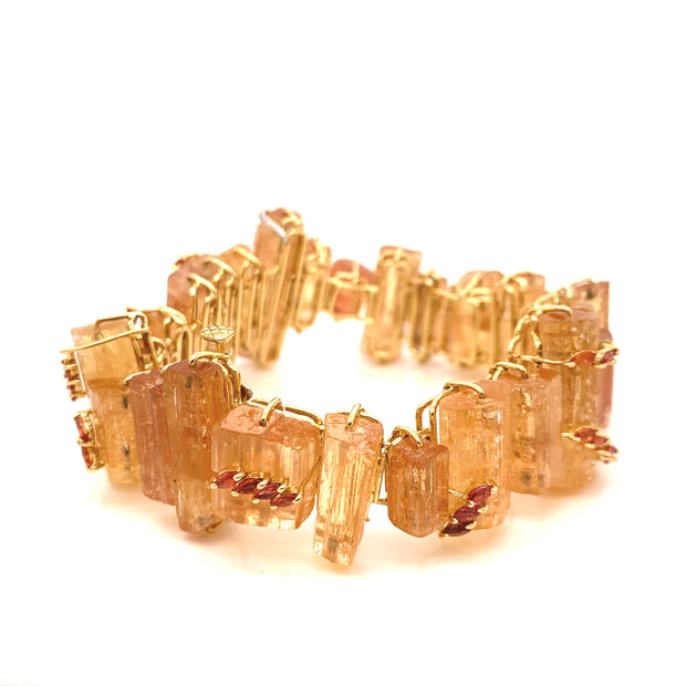 18 Karat Yellow Gold Colored Stone Bracelet