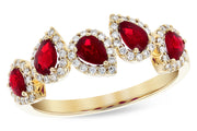 14 Karat Yellow Gold Ruby and Diamond Ring