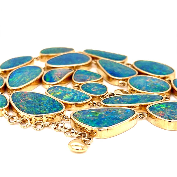 14 Karat Yellow Gold Australian Opal Necklace