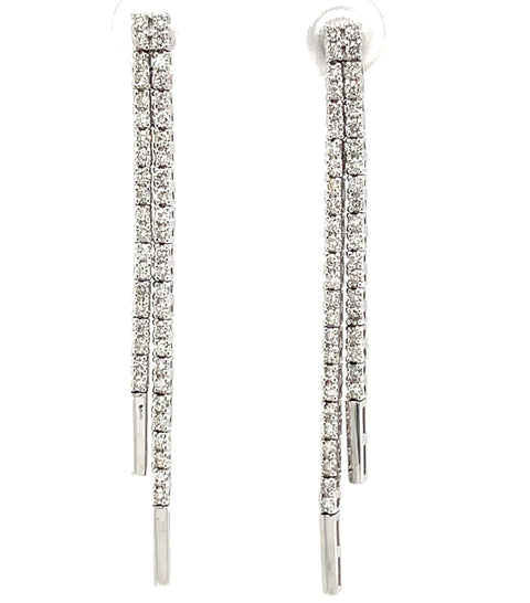 Diamond Straight-Line Dangle 14KW Estate Earrings