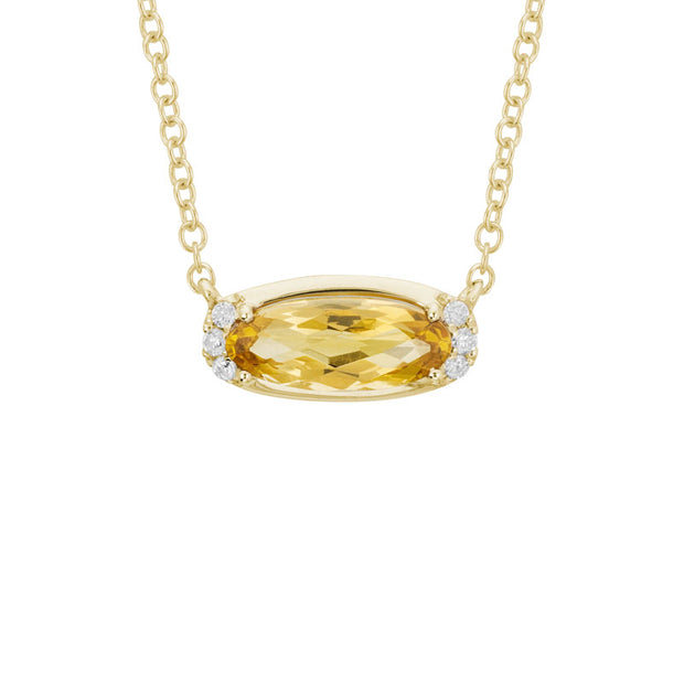14 Karat Yellow Gold Citrine and Diamond Necklace