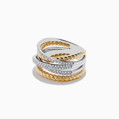 Duo 14K Two-Tone Gold Diamond Crossover Ring