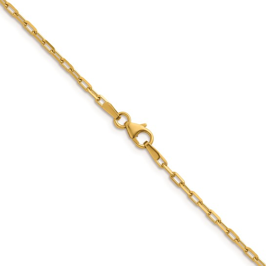14KY Gold 2.2mm Flat Oval Link Diamond-Cut Chain