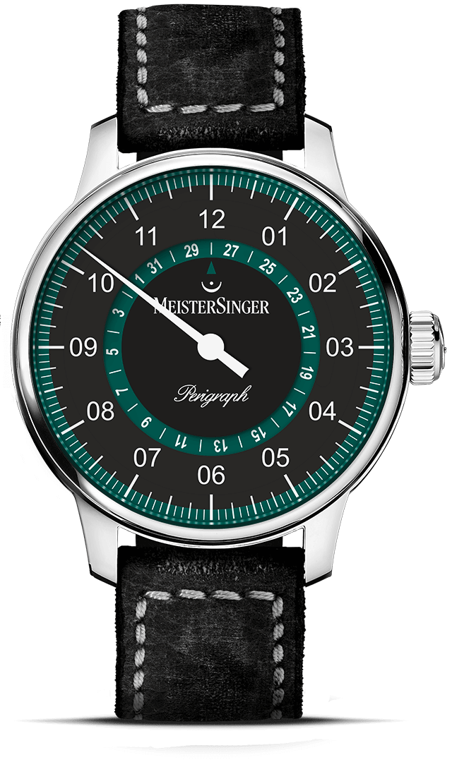 MeisterSinger "Perigraph" Single-Hand Automatic in SS, Black & Petrol Dial