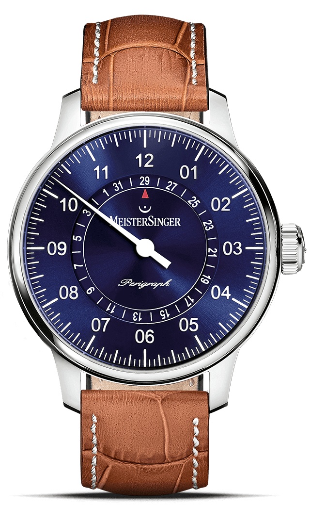 MeisterSinger "Perigraph" Single-Hand Automatic in SS, Sunburst Blue Dial