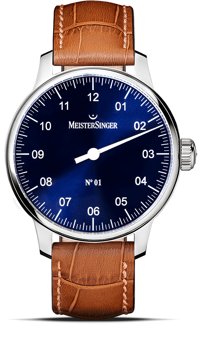MeisterSinger "No. 01" Single-Hand Hand-Wound in SS, Sunburst Blue Dial