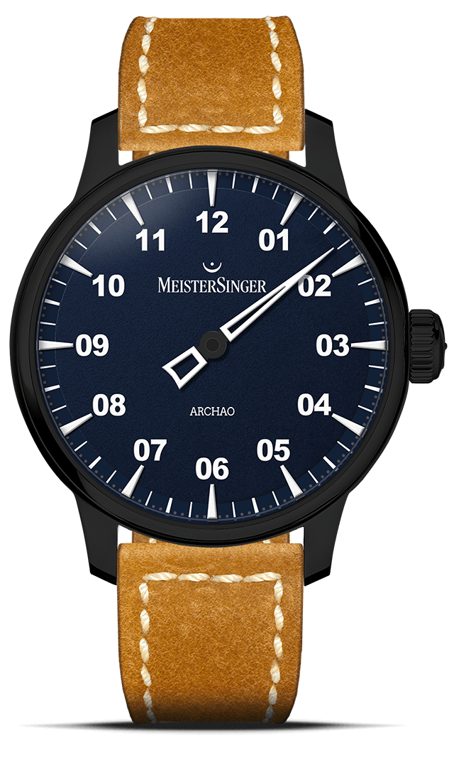 MeisterSinger "Archao" Single-Hand Automatic in Black DLC, Blue Dial
