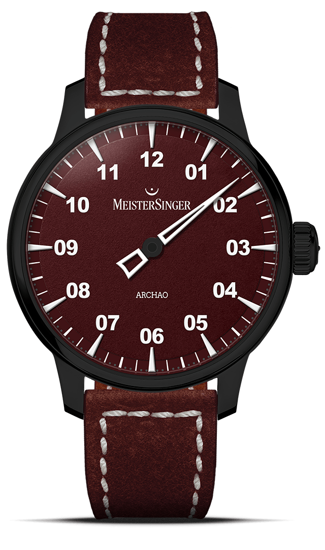 MeisterSinger "Archao" Single-Hand Automatic in Black DLC, Red Dial
