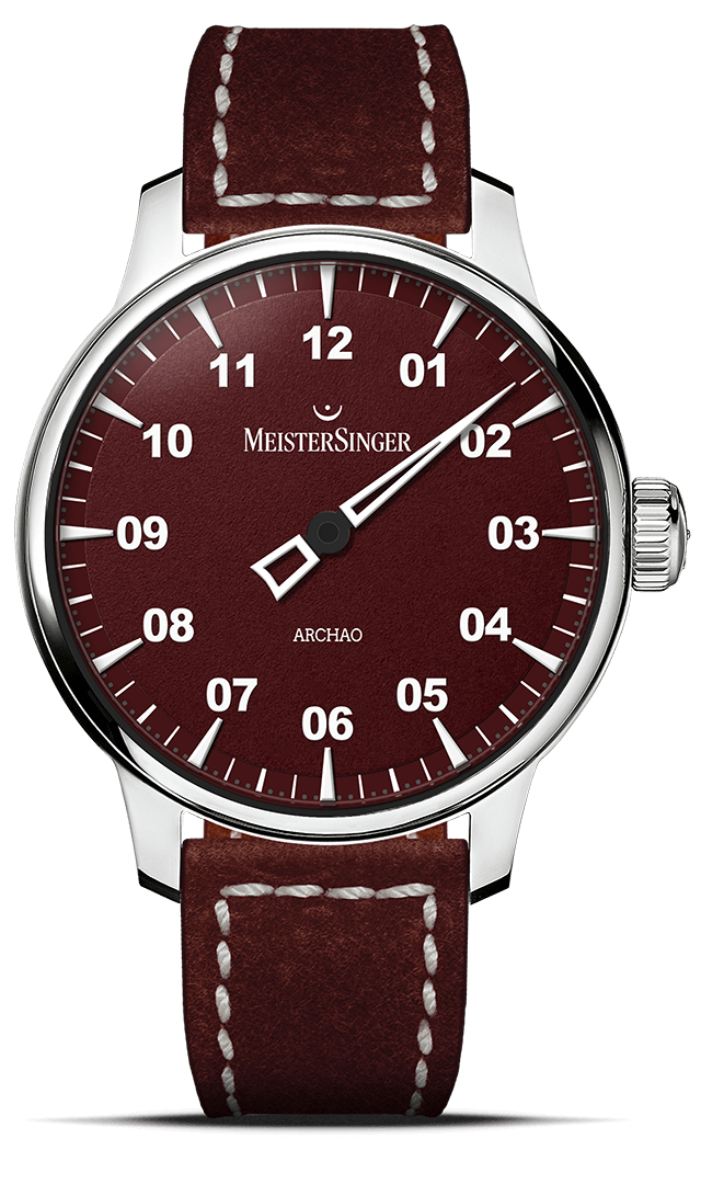 MeisterSinger "Archao" Single-Hand Automatic in SS, Red Dial