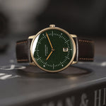 Sternglas "Naos Edition Aventurine" Quartz Watch in Gold-Tone, Dark Green Aventurine Dial