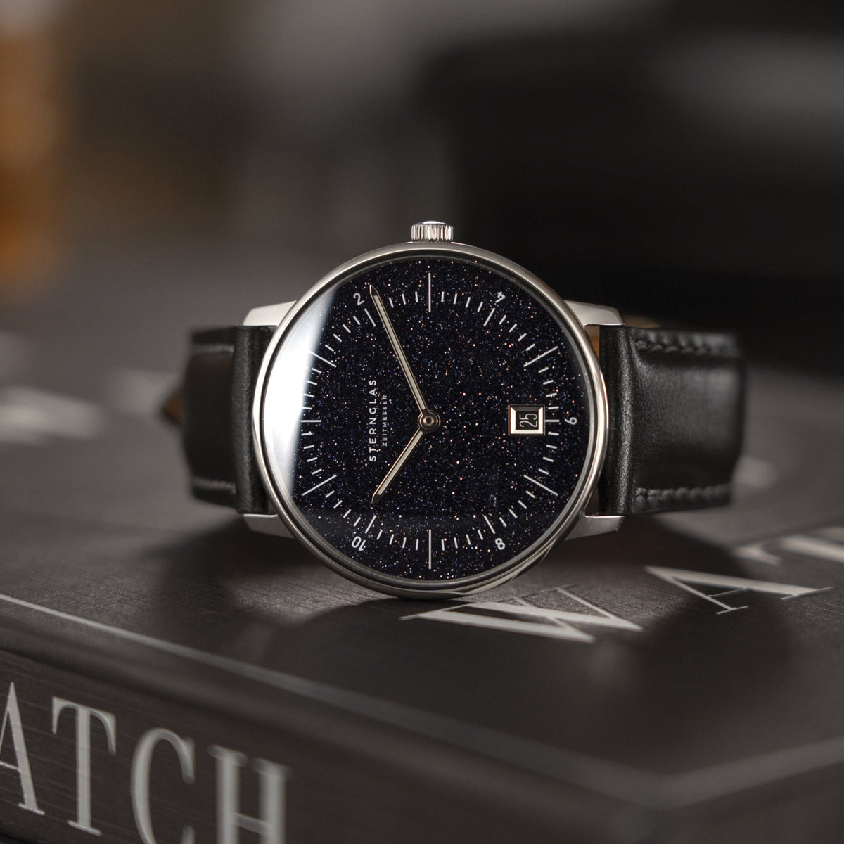 Sternglas "Naos Edition Aventurine" Quartz Watch in Steel, Dark Blue Aventurine Dial