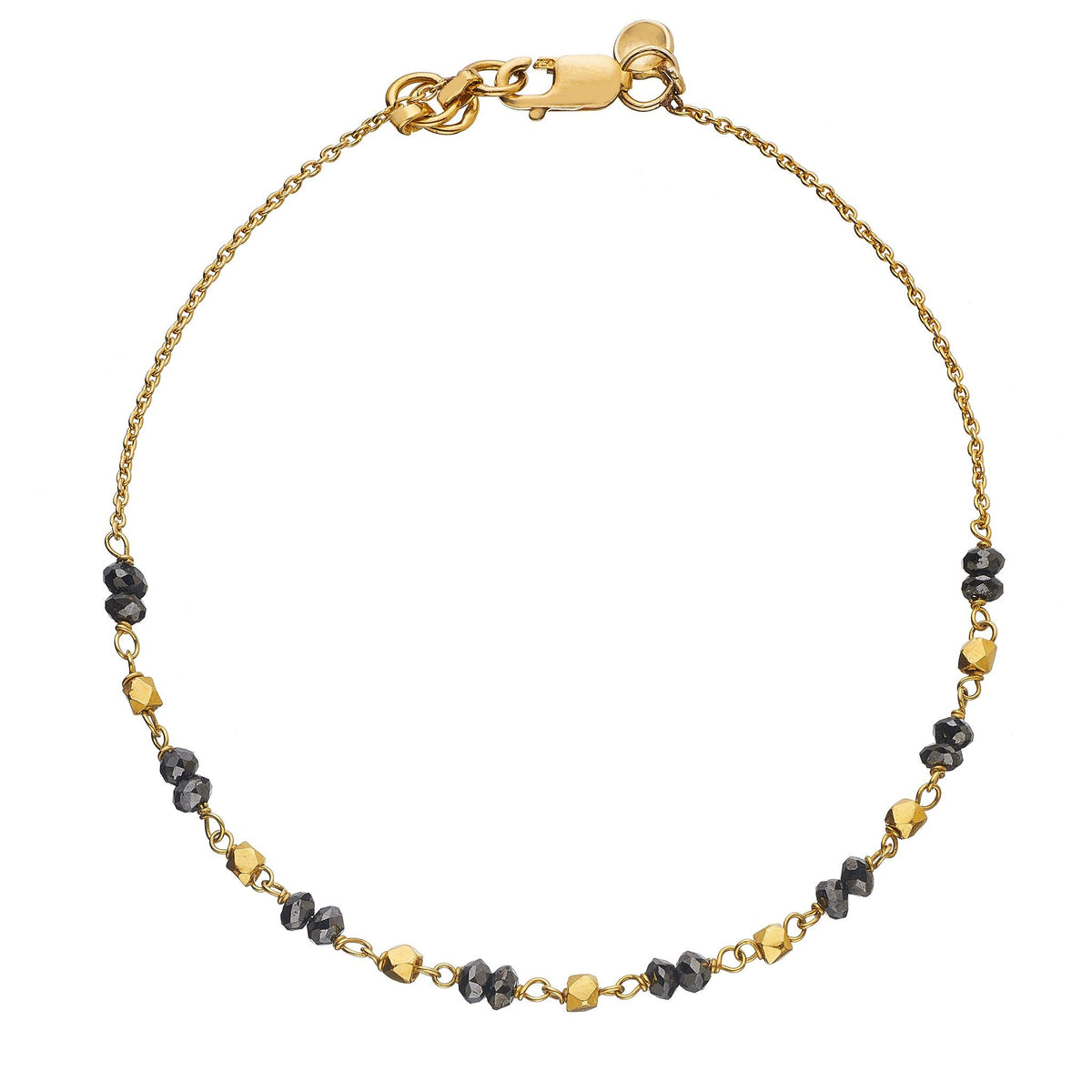 Sethi Couture "Leila" Black Diamond & Gold Bead Bracelet, 2.84 ctw