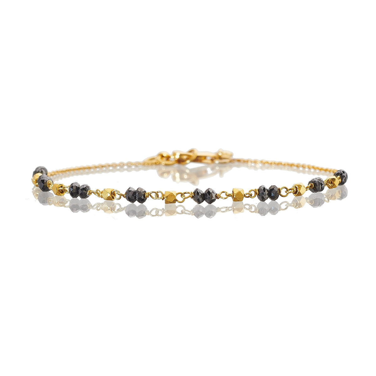 Sethi Couture "Leila" Black Diamond & Gold Bead Bracelet, 2.84 ctw