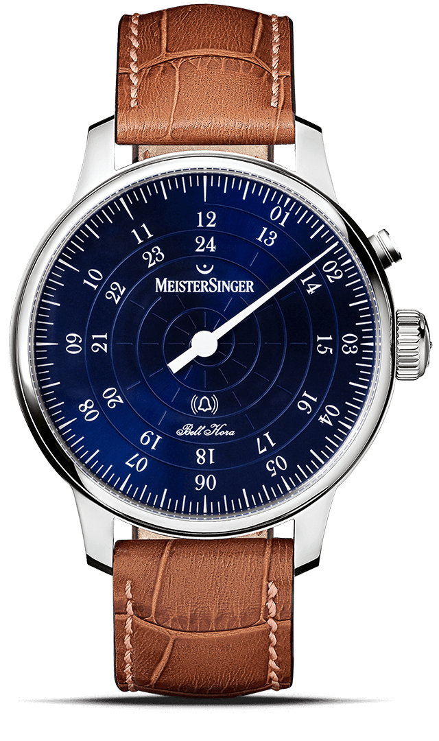 MeisterSinger "Bell Hora" Hourly Chime Automatic in SS, Sunburst Blue Dial