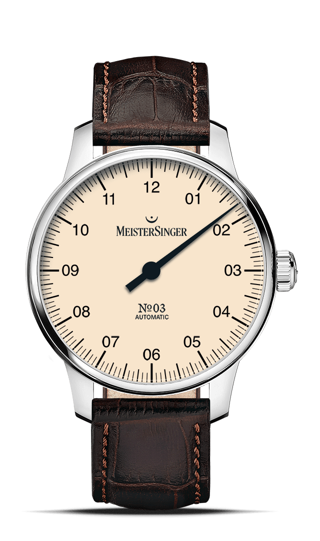 MeisterSinger "No. 03" 38mm Single-Hand Automatic in SS, Ivory Dial