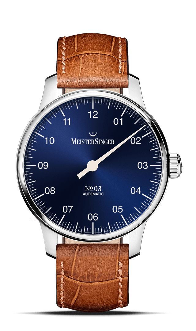 MeisterSinger "No. 03" 38mm Single-Hand Automatic in SS, Sunburst Blue Dial