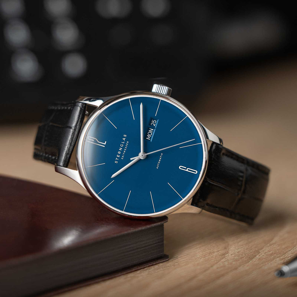 Sternglas "Berlin Automatic" Watch in Stainless Steel, Midnight Blue Dial
