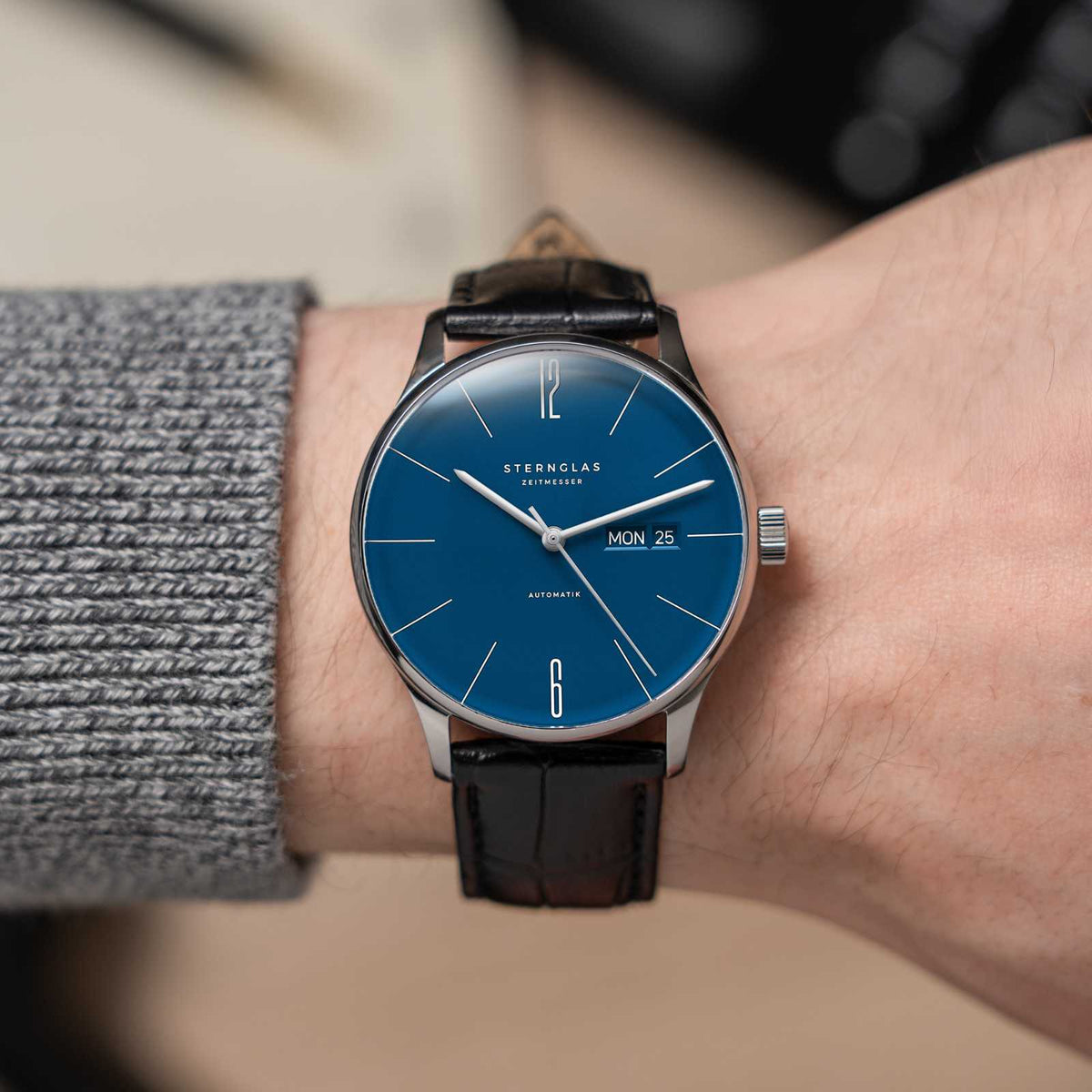Sternglas "Berlin Automatic" Watch in Stainless Steel, Midnight Blue Dial