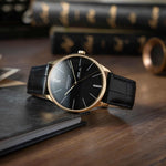 Sternglas "Berlin" Quartz Watch in Gold-Tone Steel, Piano Black Dial