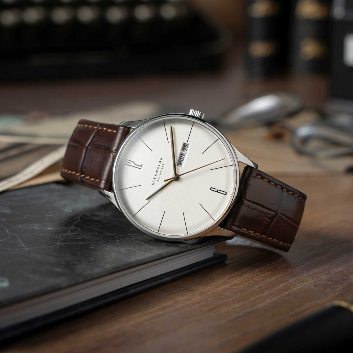Sternglas "Berlin" Quartz Watch in Stainless Steel, Metro Silver Dial