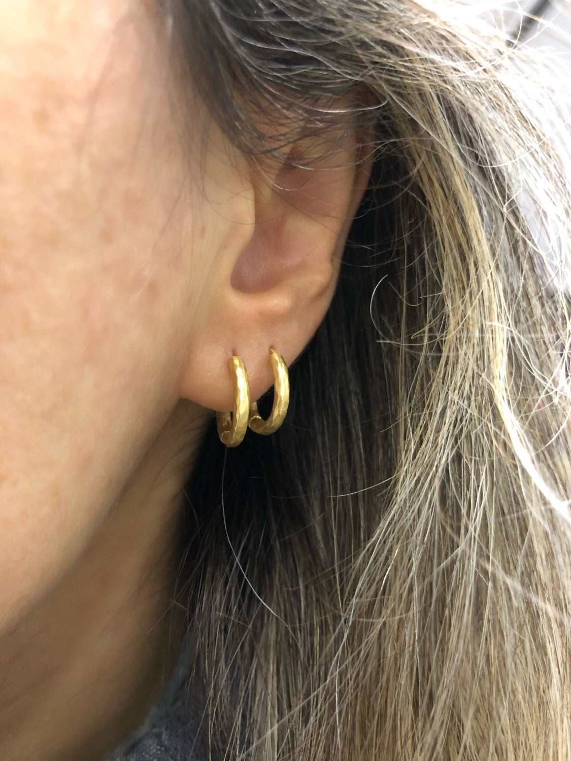 Lika Behar "Diana" Starter Hoop Earrings in 22K Yellow Gold, 15 mm