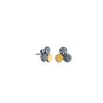 Lika Behar "Dora" Diamond Stud Earrings in 24K Gold & Oxidized Sterling Silver, 0.07 ctw