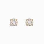Diamond Cluster Stud Earrings in 14K Yellow Gold, 0.50 ctw