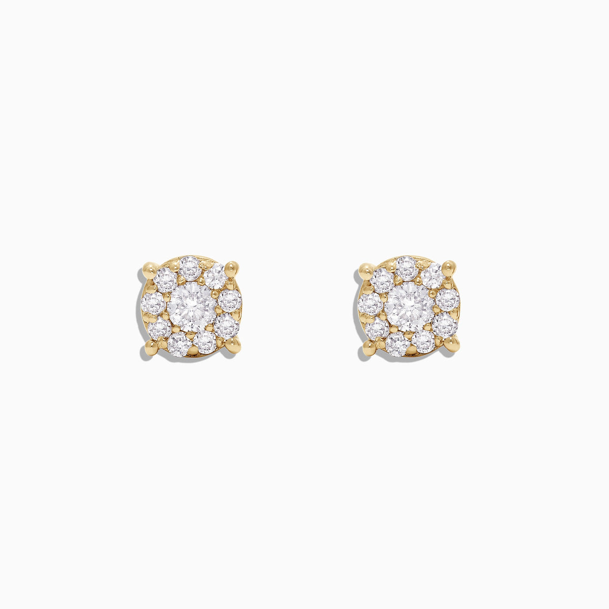 Diamond Cluster Stud Earrings in 14K Yellow Gold, 0.50 ctw