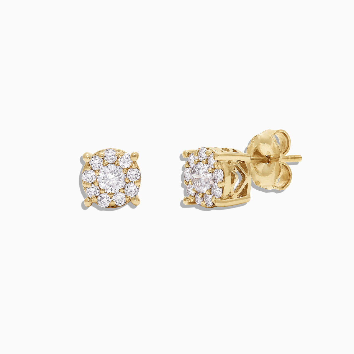 Diamond Cluster Stud Earrings in 14K Yellow Gold, 0.50 ctw view 2