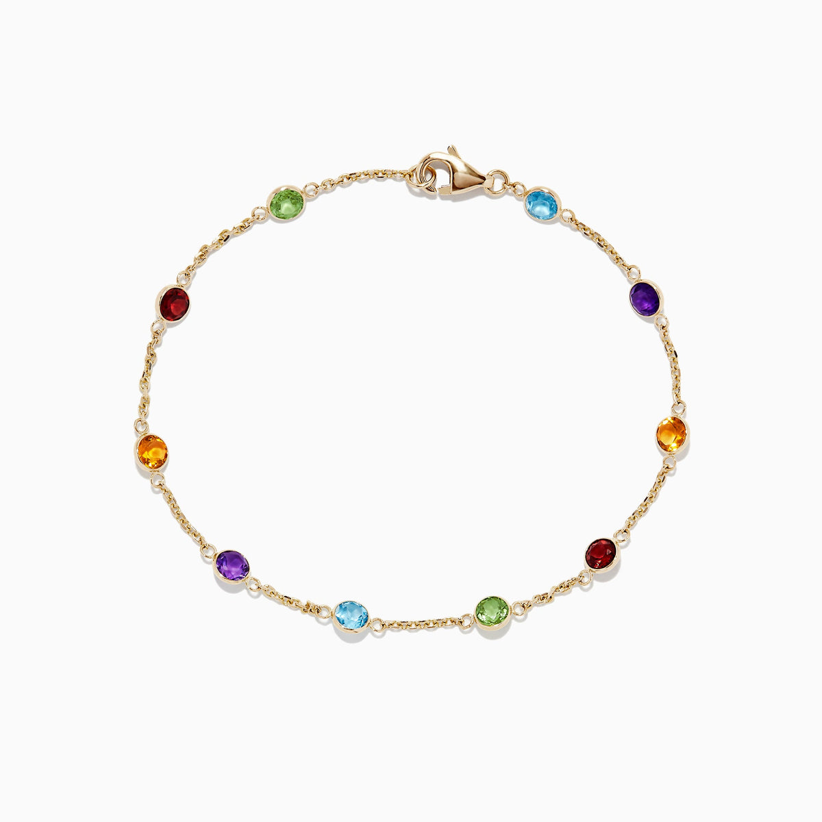 Multi Gemstone Station Bracelet in 14K Yellow Gold, 2.47 ctw
