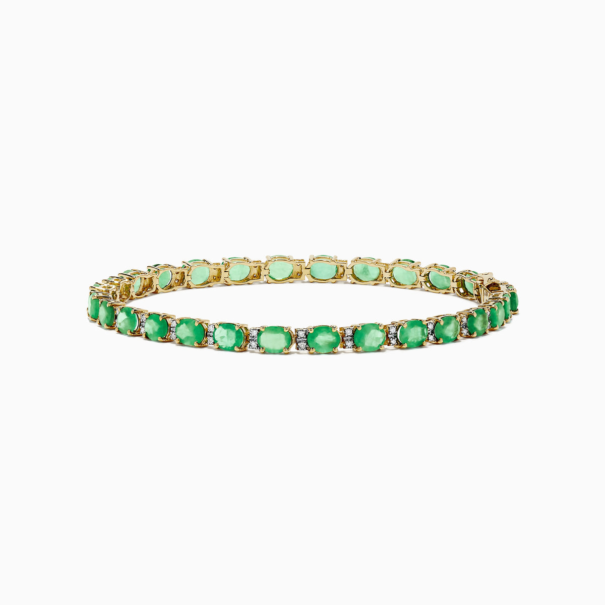 Emerald & Diamond Tennis Bracelet in 14K Yellow Gold, 9.56 ctw