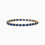 Oval Blue Sapphire and Diamond Tennis Bracelet in 14K Yellow Gold
