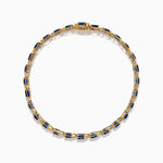 Oval Blue Sapphire and Diamond Tennis Bracelet in 14K Yellow Gold view 3