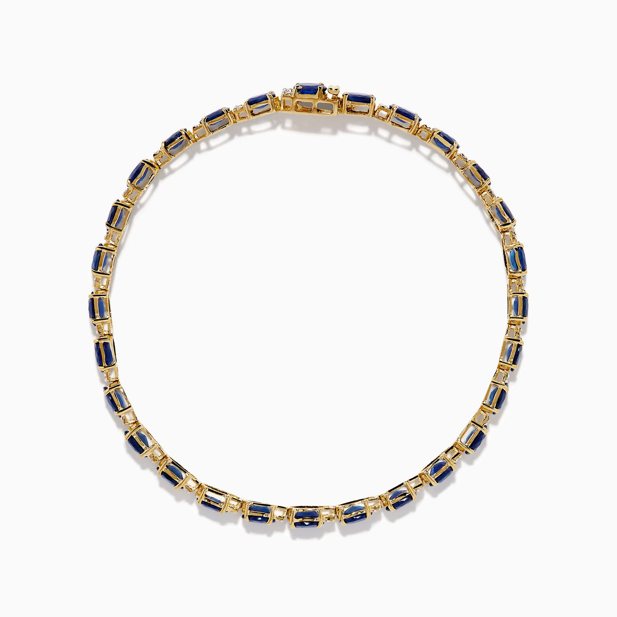 Oval Blue Sapphire and Diamond Tennis Bracelet in 14K Yellow Gold view 3