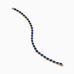 Oval Blue Sapphire and Diamond Tennis Bracelet in 14K Yellow Gold view 2