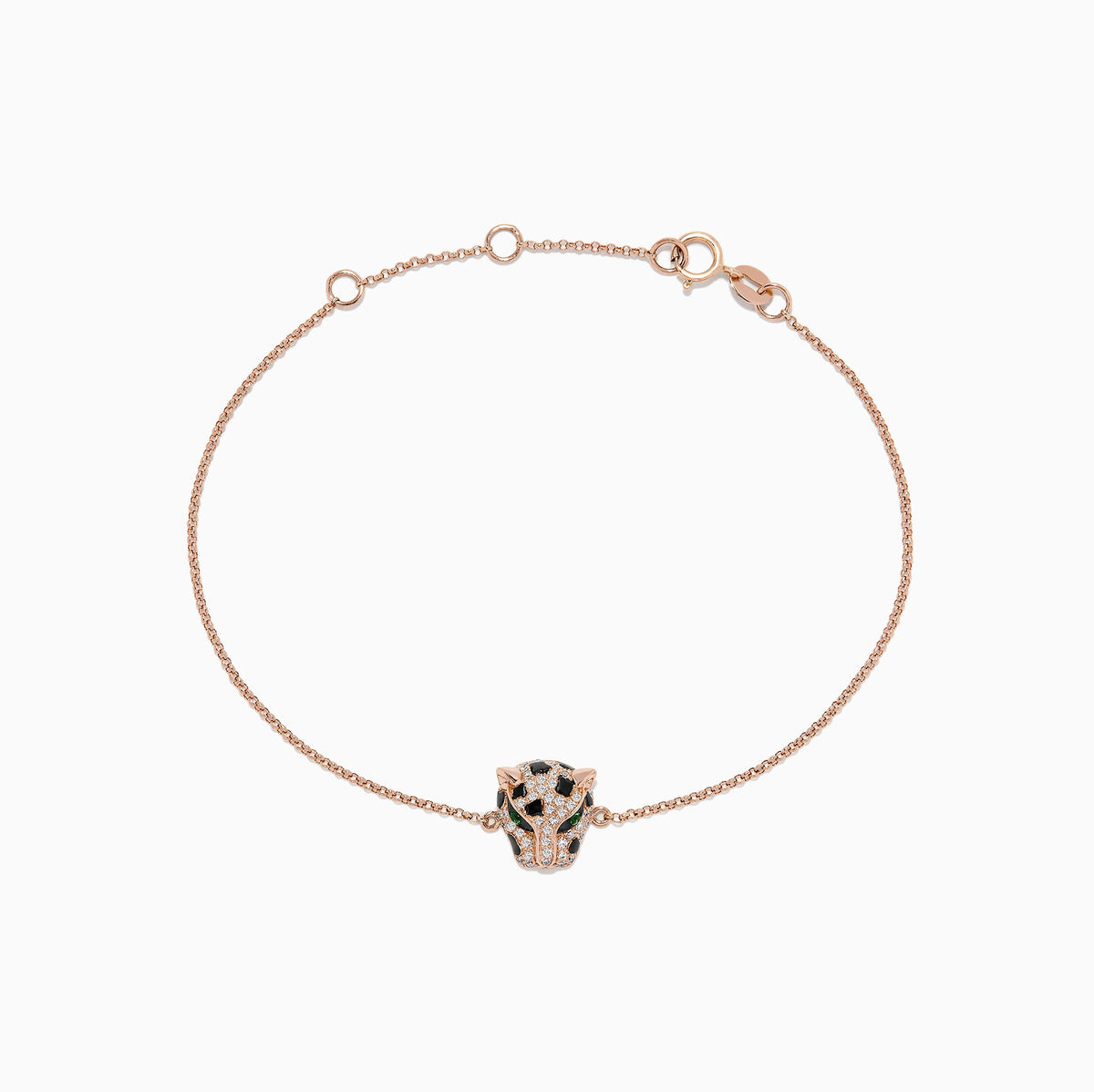 Diamond and Tsavorite Garnet Bracelet in 14K Rose Gold, 0.18 ctw