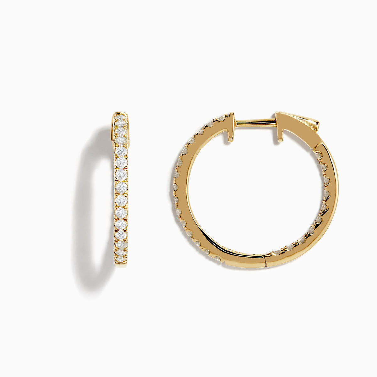 3/4" Diamond Hoop Earrings in 14K Yellow Gold, 0.74 ctw