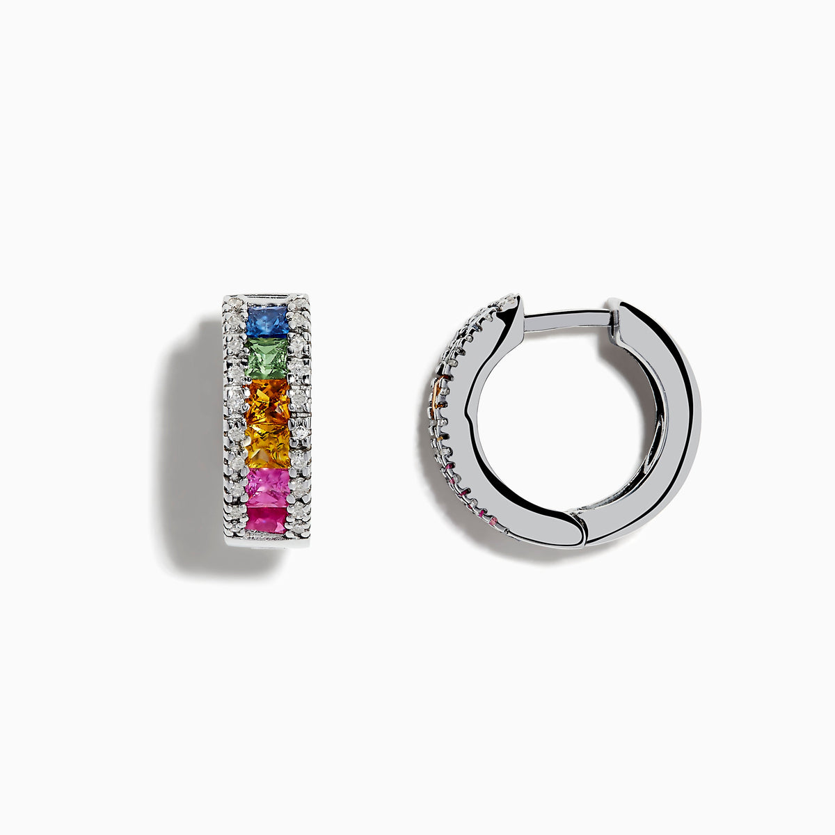 Sapphire & Diamond Earrings in 14K White Gold, 1.76 ctw view 2