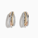 14K Tri Color 5/8" Diamond Crossover Hoop Earrings in 14K Gold, 0.52 ctw