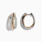14K Tri Color 5/8" Diamond Crossover Hoop Earrings in 14K Gold, 0.52 ctw view 2