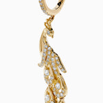 Diamond Peacock Drop Earrings in 14K Yellow Gold view 2
