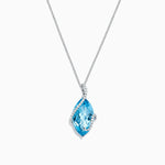 Blue Topaz & Diamond Pendant in 14K White Gold, 7.27 ctw