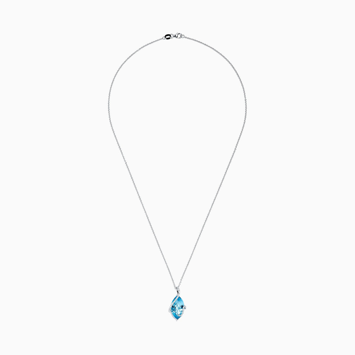 Blue Topaz & Diamond Pendant in 14K White Gold, 7.27 ctw view 2