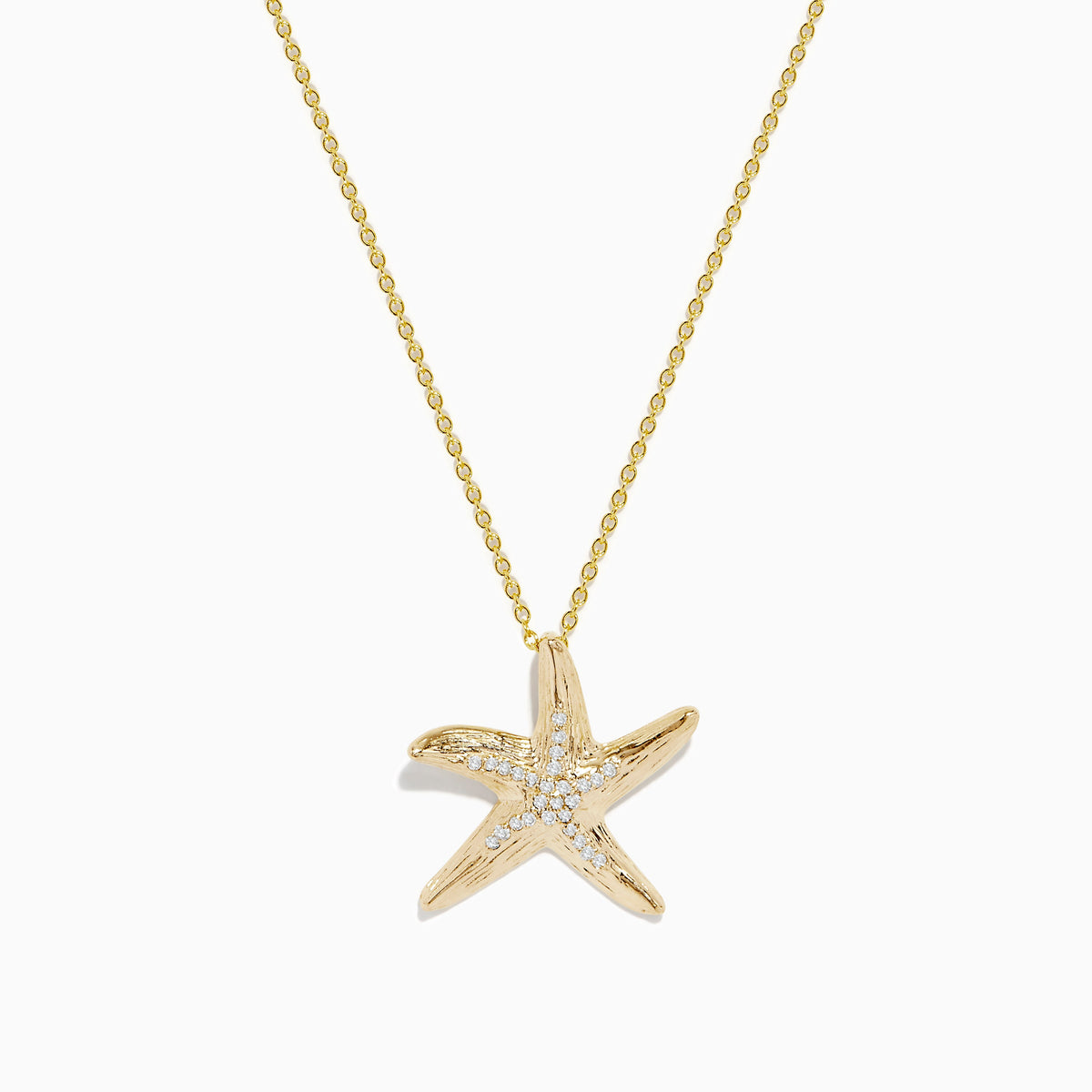 Diamond Starfish Pendant in 14K Yellow Gold, 0.13 ctw