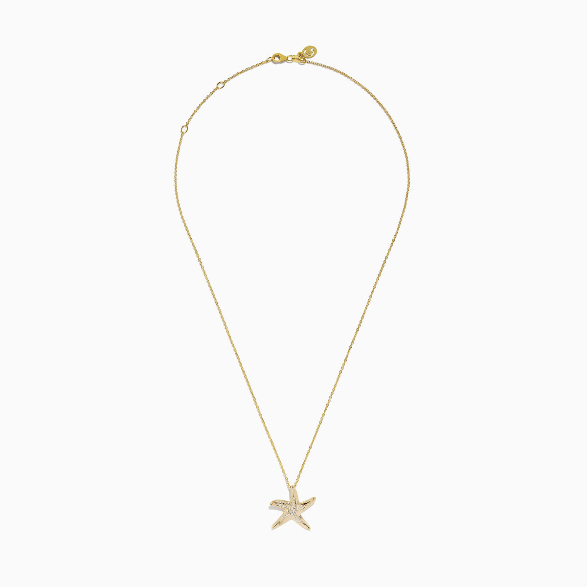 Diamond Starfish Pendant in 14K Yellow Gold, 0.13 ctw view 3