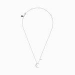 Diamond Crescent & Star Necklace in 14K White Gold, 0.09 ctw view 3
