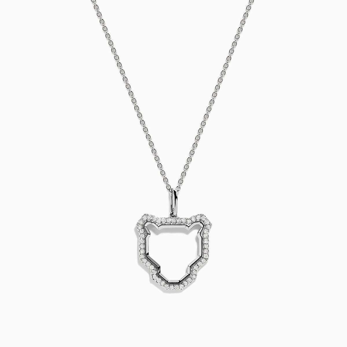 Diamond Sculpted Panther Outline Pendant in 14K White Gold