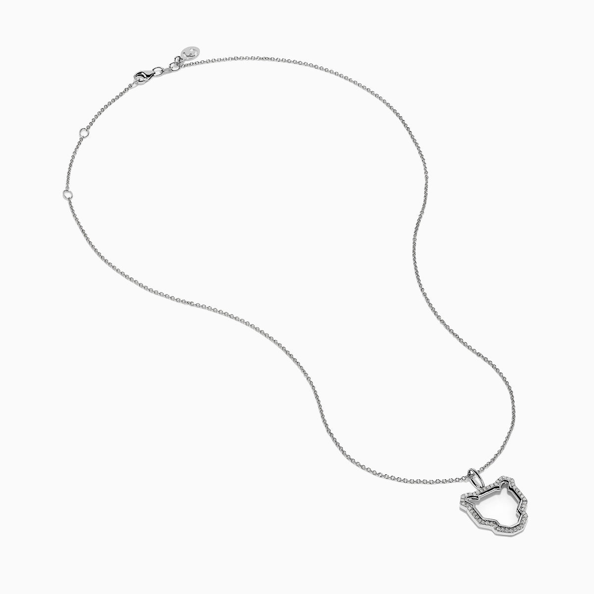 Diamond Sculpted Panther Outline Pendant in 14K White Gold view 2