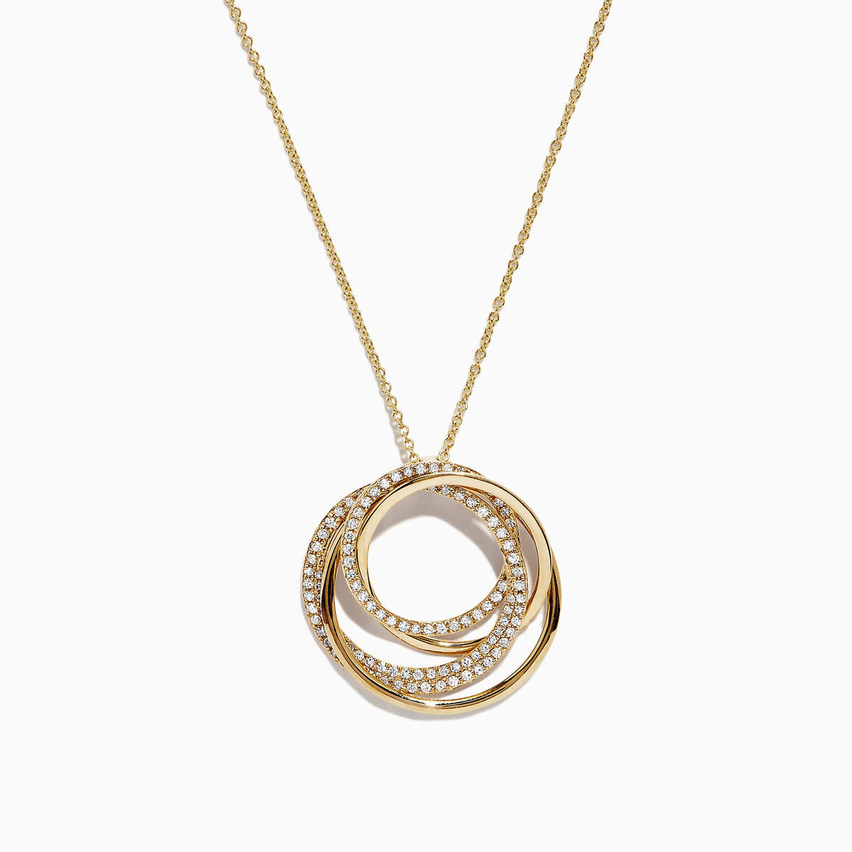 Diamond Crossover Circles Pendant in 14K Yellow Gold, 0.41 ctw